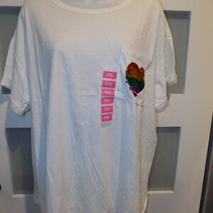 Feeling Festive Cloud Dancer SS White Crew Neck T-shirt Size XXL Women's NEW